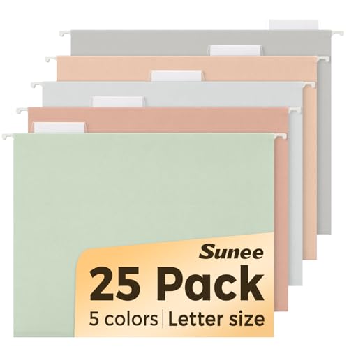 exclusive SUNEE 25 Count Hanging File Folders, Pastel Colors, Hanging