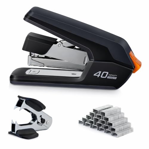 Minimalist Leven Effortless Desktop Stapler, 40 Sheet Capacity, One Finger Touch Set