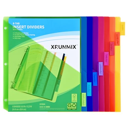 refined 8-Tab Binder Dividers - Index Pockets Divider for Set