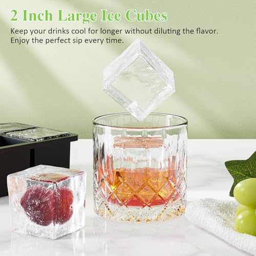 Modern Large Ice Cube Tray for Whiskey: 2" Big Silicone Ice