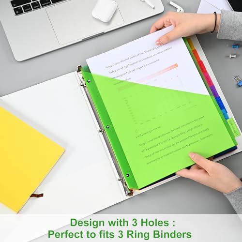 refined 8-Tab Binder Dividers - Index Pockets Divider for Set