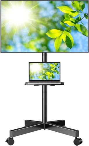 Minimalist PERLESMITH Rolling TV Stand, Mobile TV Stand