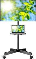 Minimalist PERLESMITH Rolling TV Stand, Mobile TV Stand