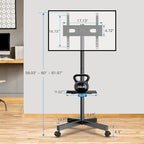 Minimalist PERLESMITH Rolling TV Stand, Mobile TV Stand