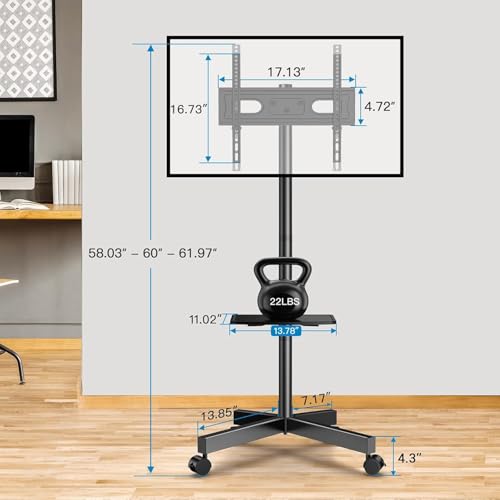 Minimalist PERLESMITH Rolling TV Stand, Mobile TV Stand