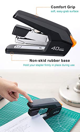 Minimalist Leven Effortless Desktop Stapler, 40 Sheet Capacity, One Finger Touch Set