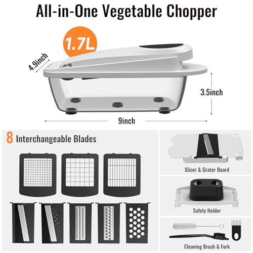 Eco-Friendly 8 Blade All-in-1 Vegetable Chopper Mandoline Slicer Set