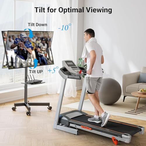 Minimalist PERLESMITH Rolling TV Stand, Mobile TV Stand