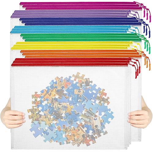 24pcs Mesh Zipper Pouch File Bags Puzzle Storage Bags, Essentials