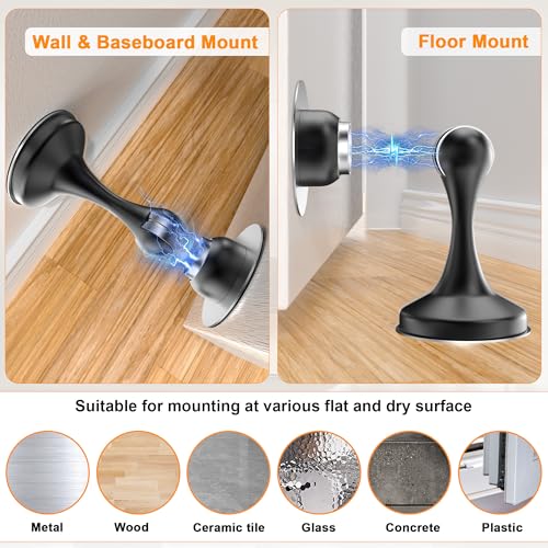 Modern Crosize Magnetic Door Stoppers 2 Pack, Stainless Steel Collection