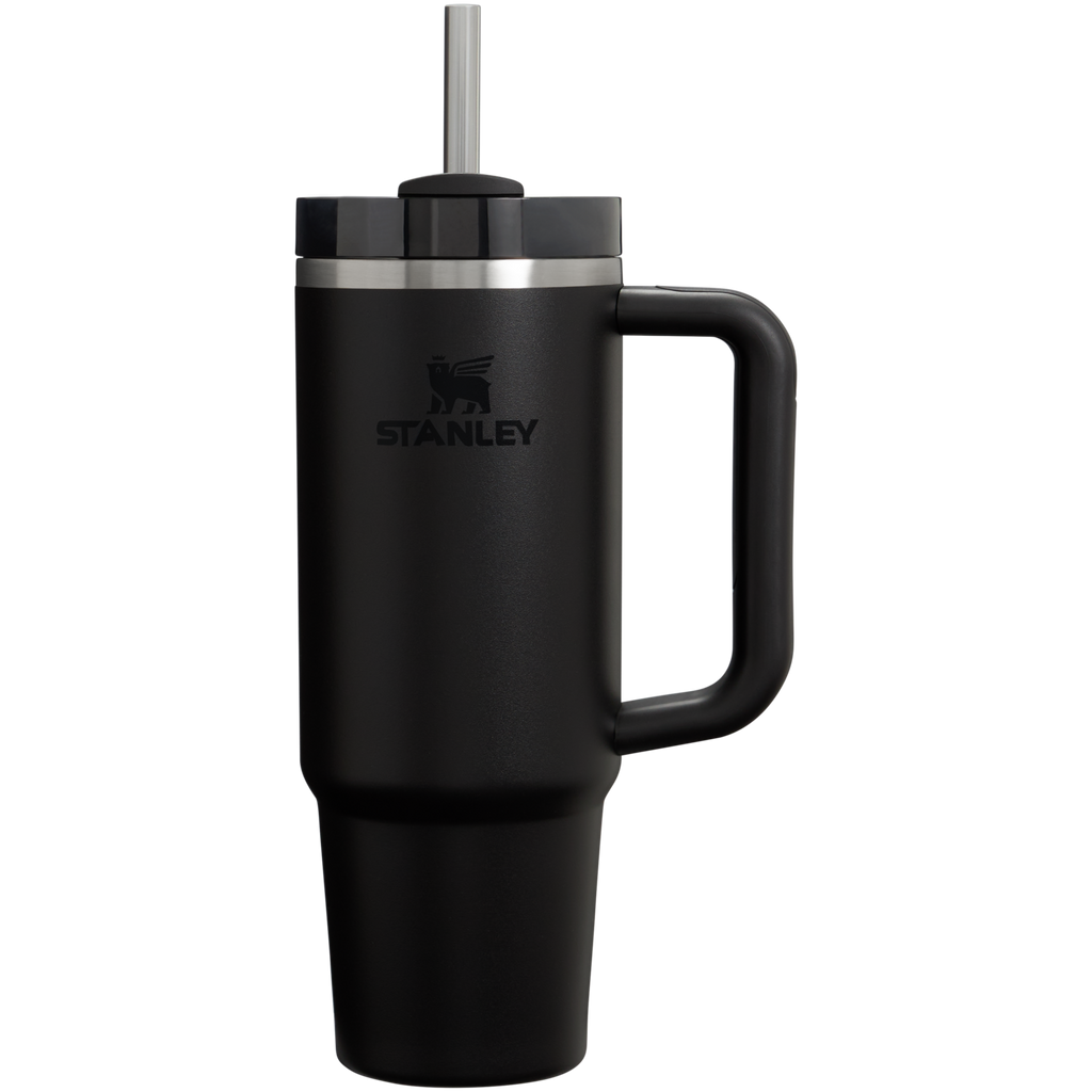 Splash-Resistant FlowState The Quencher H2.0 Flowstate Tumbler D051L - Double-Wall Vacuum Insulated Travel Tumbler with Straw - Black 2.0