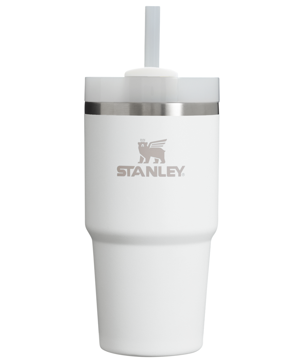 Splash-Resistant FlowState The Quencher H2.0 Flowstate Tumbler  | Stanley Create D329E - Double-Wall Vacuum Insulated Travel Tumbler with Straw - Frost