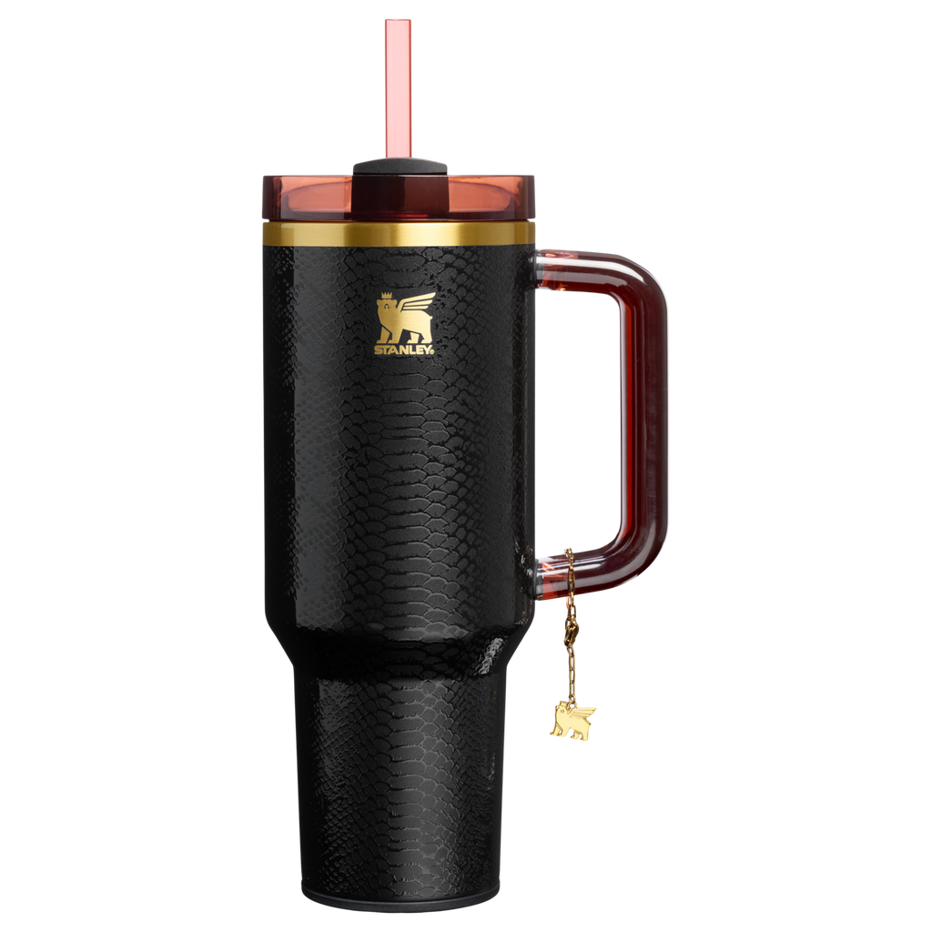 Double-Wall Vacuum The Quencher Luxe H2.0 Flowstate Tumbler D170A - Premium Stainless Steel Straw Cup for All-Day Hydration - Black Snakeskin