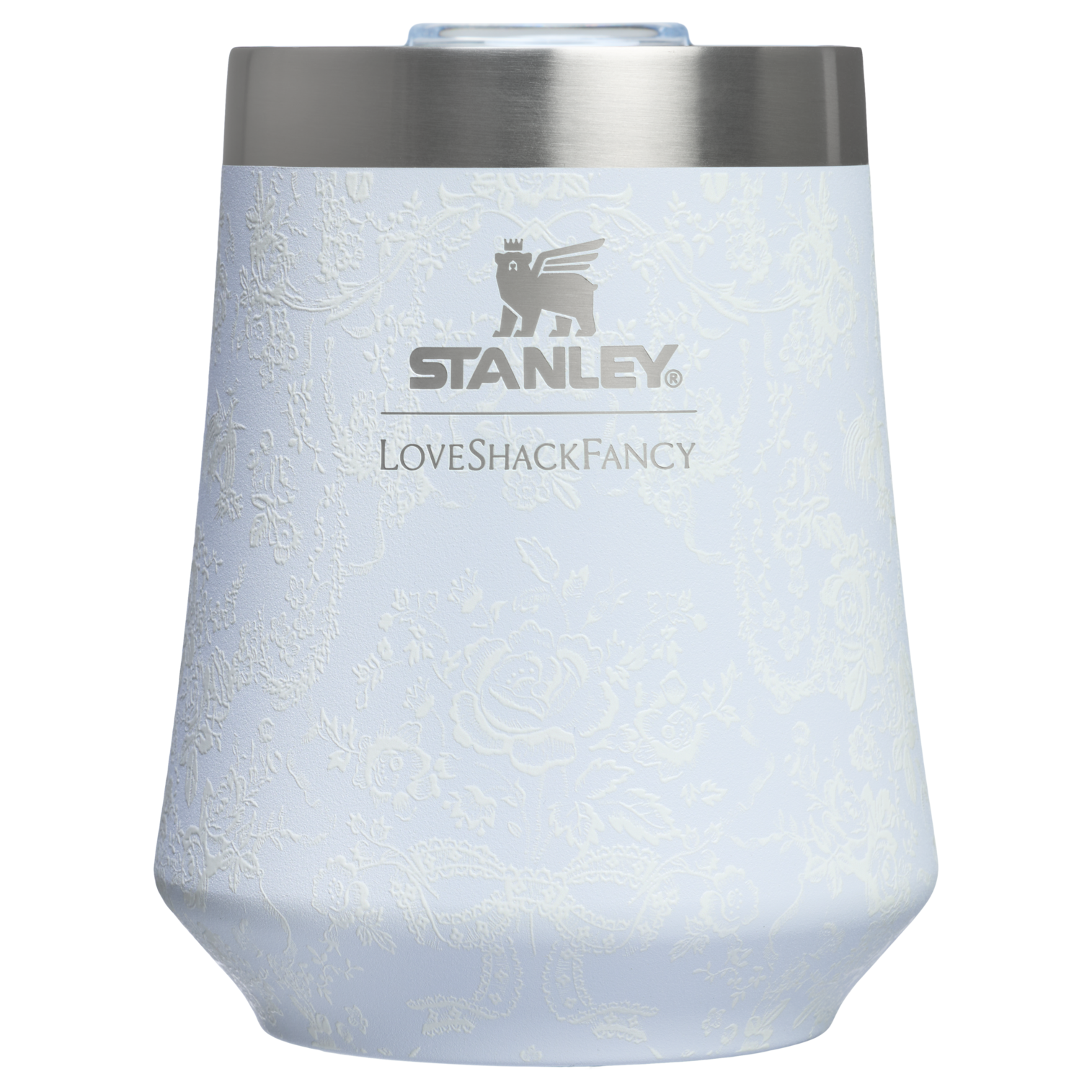 Elegant Stemless Stanley 1913 x LoveShackFancy Holiday Reserve Wine Tumbler D204X - Elegant Stemless Vacuum Insulated Wine Tumbler - Baby Bow Pink Peppermint