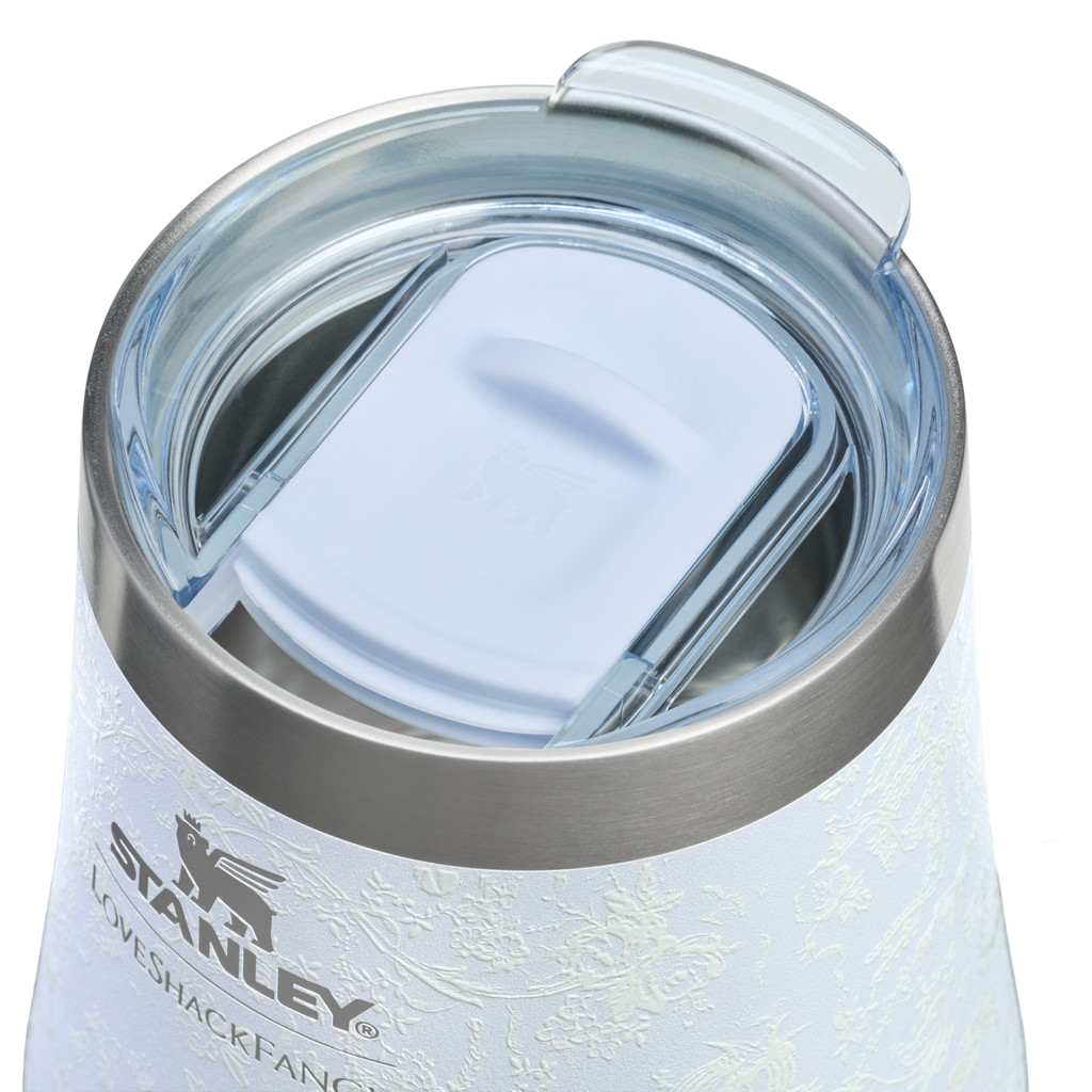 Elegant Stemless Stanley 1913 x LoveShackFancy Holiday Reserve Wine Tumbler D204X - Elegant Stemless Vacuum Insulated Wine Tumbler Detail