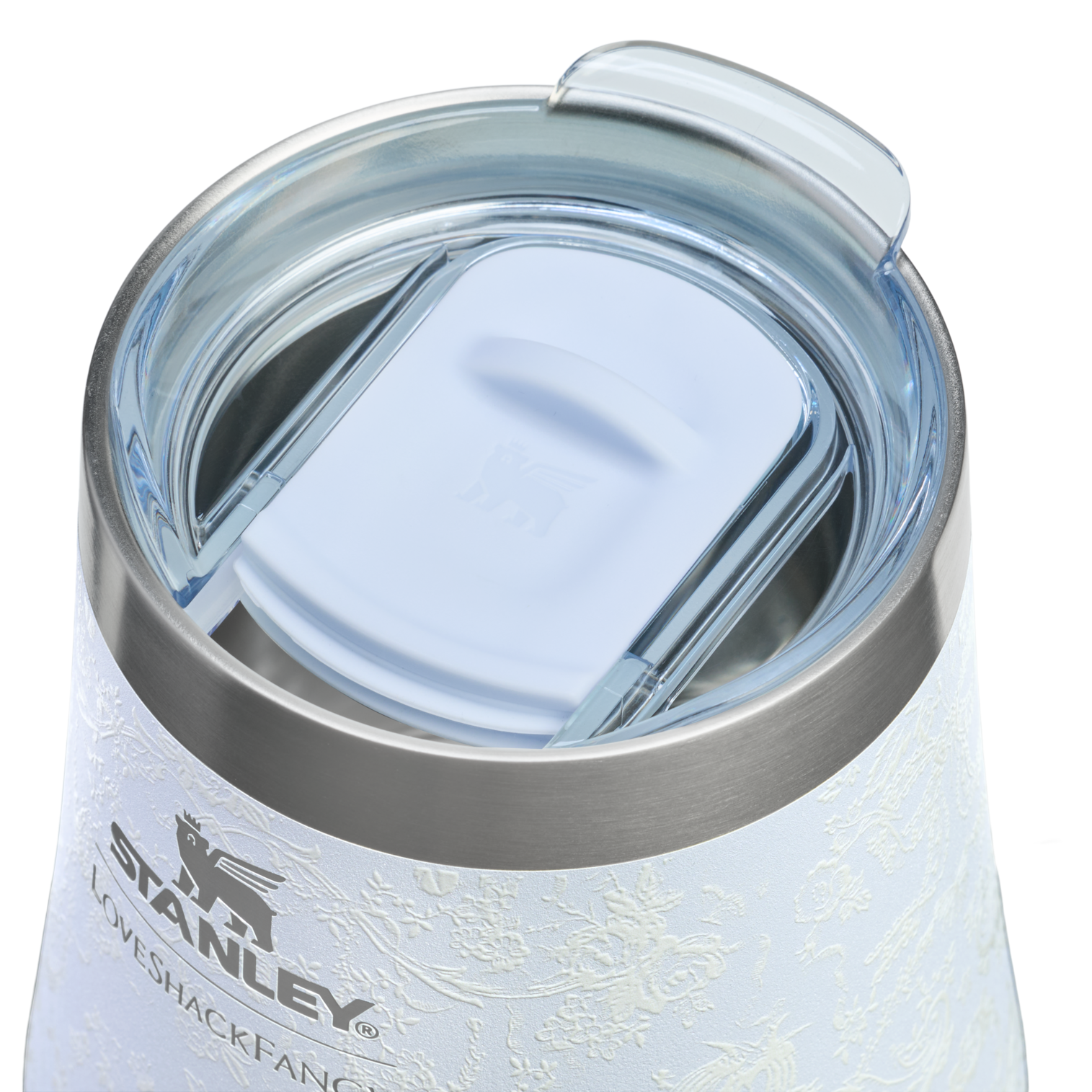 Premium Matte Stanley 1913 x LoveShackFancy Holiday Reserve Wine Tumbler D367F - Shatterproof Flavor-Preserving Cocktail Tumbler with Lid Detail