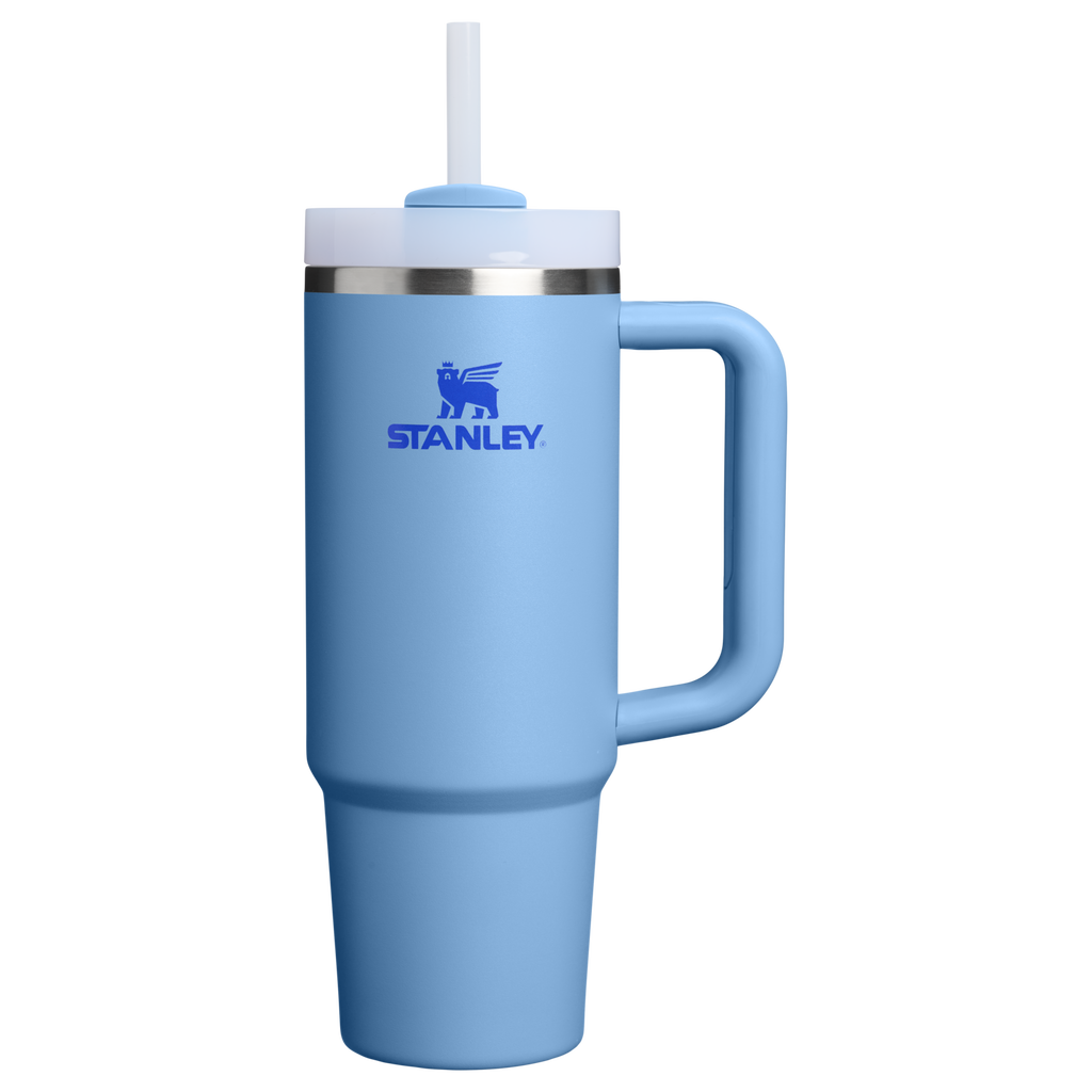 Splash-Resistant FlowState The Quencher H2.0 Flowstate Tumbler D051L - Double-Wall Vacuum Insulated Travel Tumbler with Straw - Blue Sky
