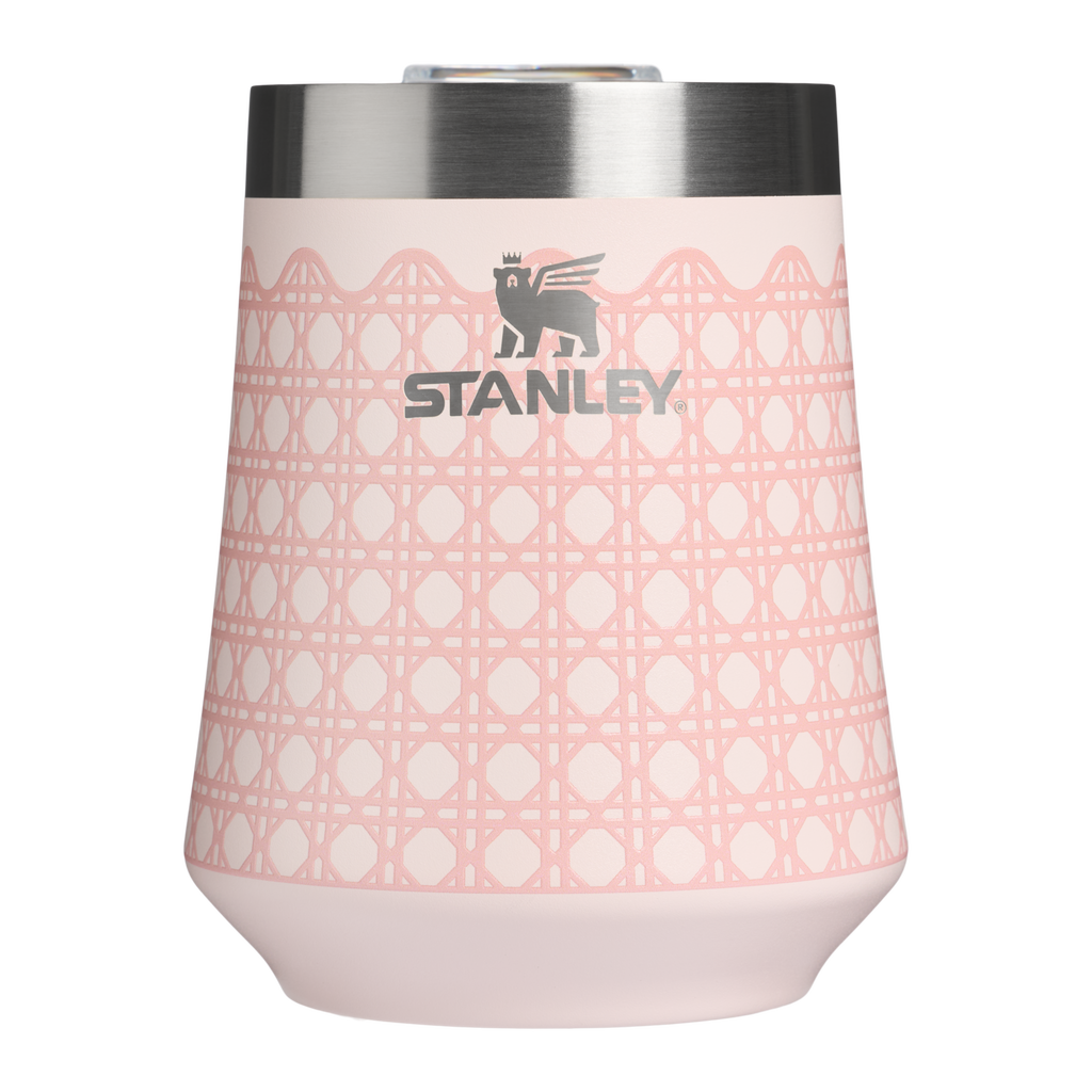 Vacuum Insulated Wine The Reserve Wine Tumbler D352C - Elegant Stemless Vacuum Insulated Wine Tumbler - Rose Quartz Rattan