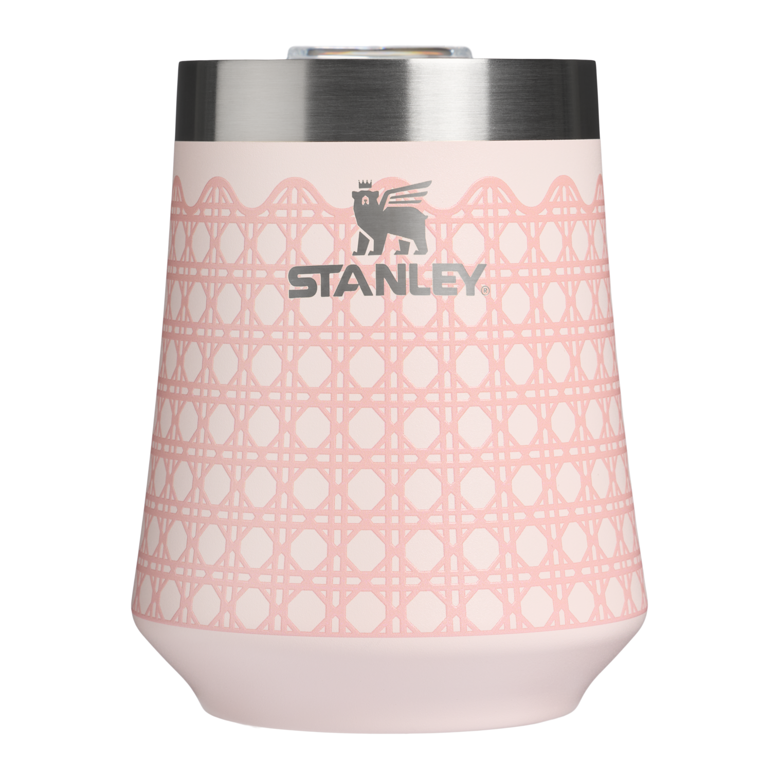 Vacuum Insulated Wine The Reserve Wine Tumbler D352C - Elegant Stemless Vacuum Insulated Wine Tumbler - Rose Quartz Rattan