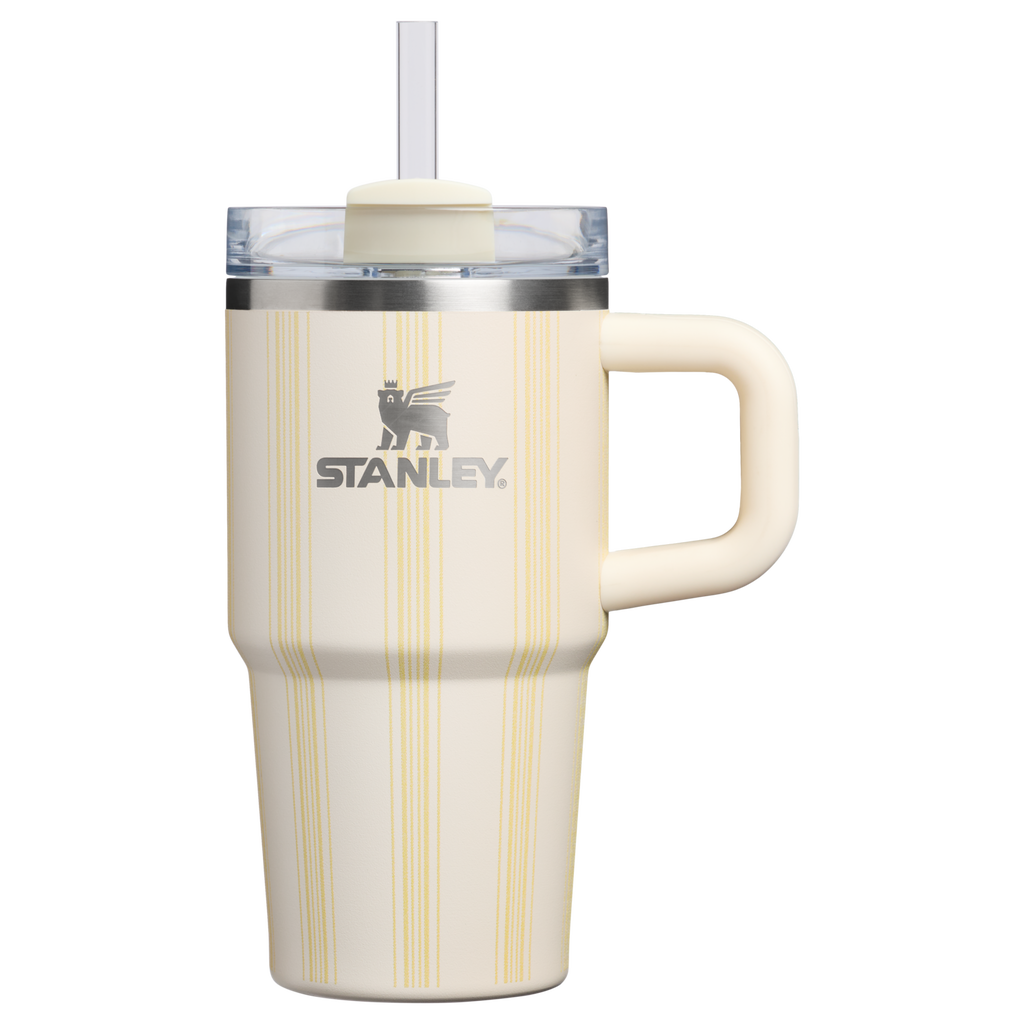Splash-Resistant FlowState The Quencher H2.0 Flowstate Tumbler D344H - FlowState 3-Position Lid Insulated Travel Mug - Cream Picnic Stripe