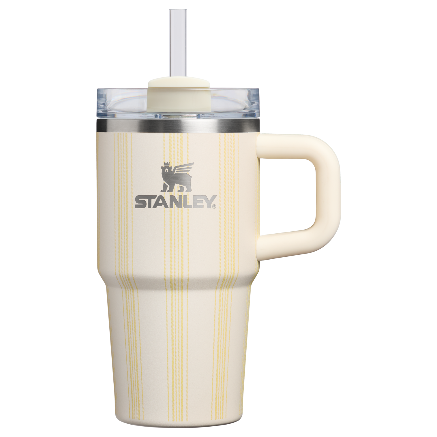 Splash-Resistant FlowState The Quencher H2.0 Flowstate Tumbler D344H - FlowState 3-Position Lid Insulated Travel Mug - Cream Picnic Stripe