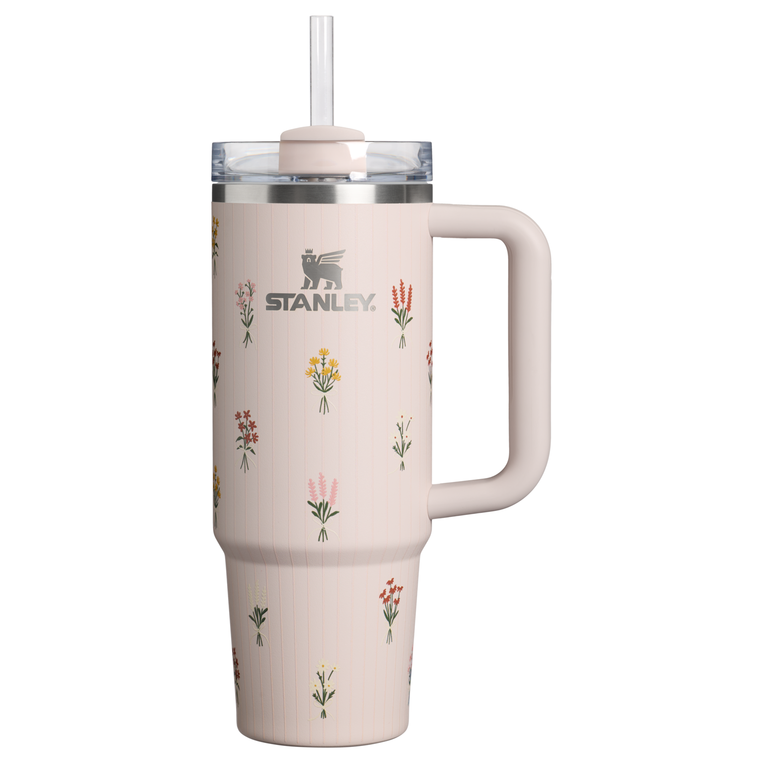 Insulated Travel The Quencher H2.0 Flowstate Tumbler D363L - Premium Stainless Steel Straw Cup for All-Day Hydration - Rose Quartz Bouquets