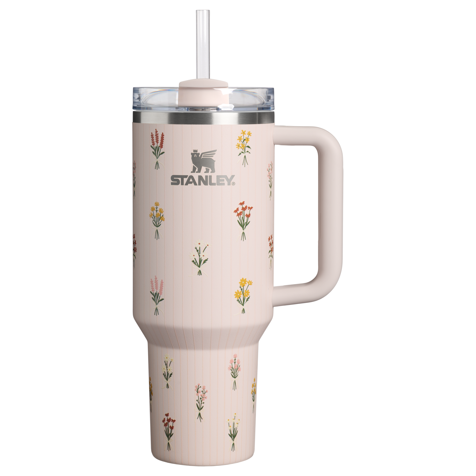 Double-Wall Vacuum The Quencher H2.0 Flowstate Tumbler D362R - Premium Stainless Steel Straw Cup for All-Day Hydration - Rose Quartz Bouquets