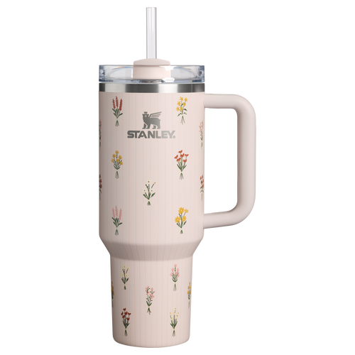 Double-Wall Vacuum The Quencher H2.0 Flowstate Tumbler D362R - Premium Stainless Steel Straw Cup for All-Day Hydration - Rose Quartz Bouquets