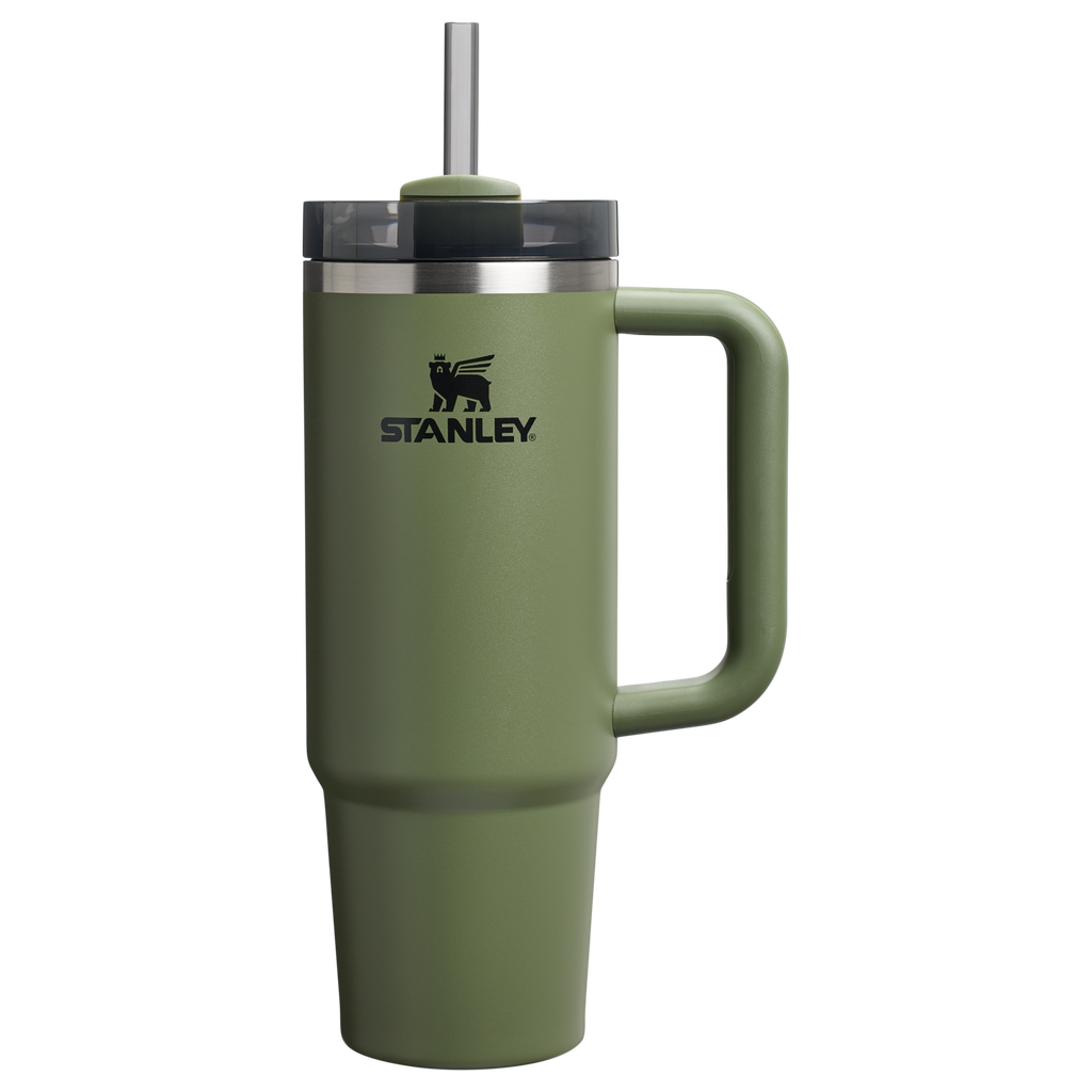 Splash-Resistant FlowState The Quencher H2.0 Flowstate Tumbler D051L - Double-Wall Vacuum Insulated Travel Tumbler with Straw - Dried Pine