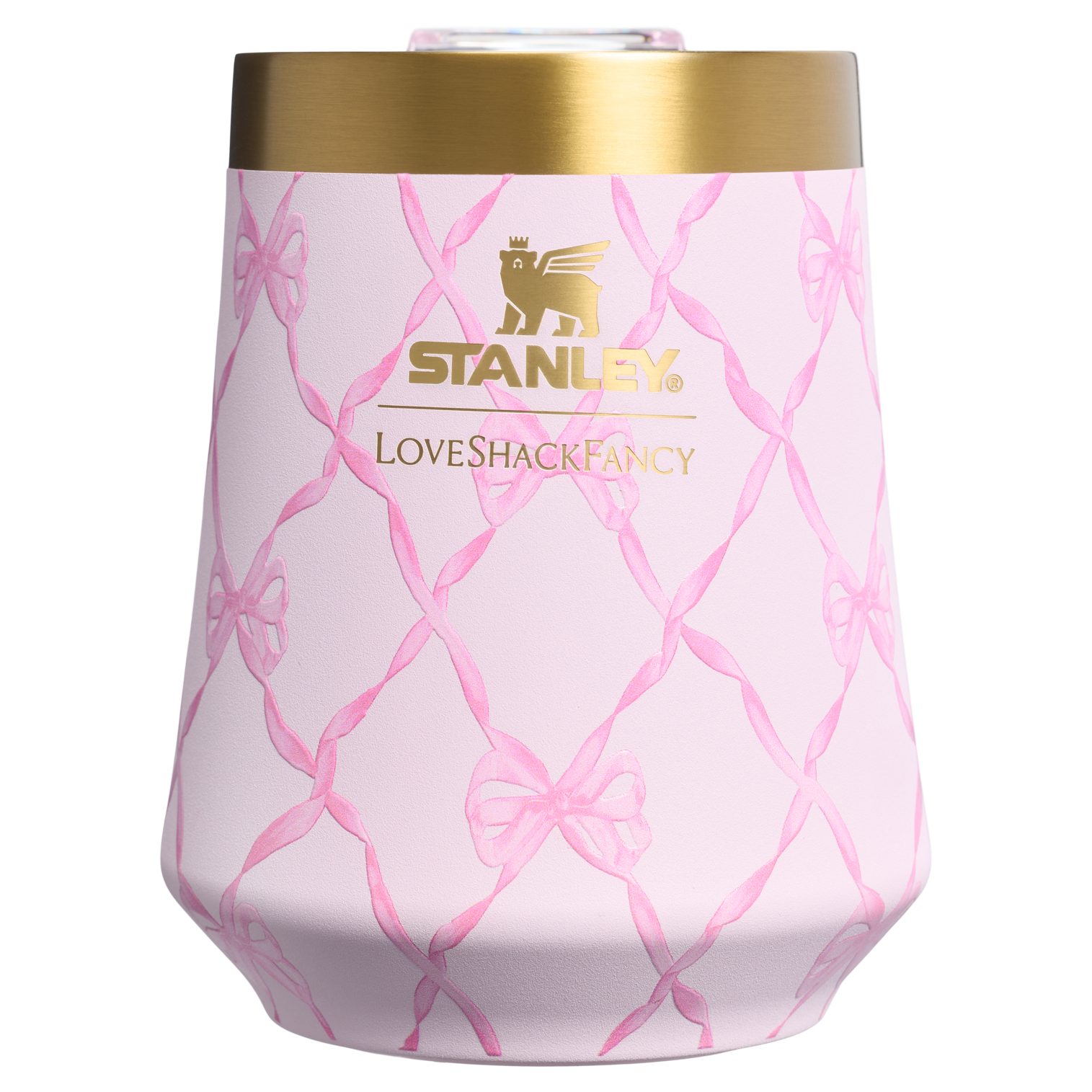 Elegant Stemless Stanley 1913 x LoveShackFancy Holiday Reserve Wine Tumbler D204X - Elegant Stemless Vacuum Insulated Wine Tumbler Detail