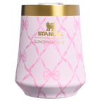 Premium Matte Stanley 1913 x LoveShackFancy Holiday Reserve Wine Tumbler D367F - Shatterproof Flavor-Preserving Cocktail Tumbler with Lid Detail