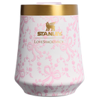 Premium Matte Stanley 1913 x LoveShackFancy Holiday Reserve Wine Tumbler D367F - Shatterproof Flavor-Preserving Cocktail Tumbler with Lid - Coquette Bow Chantilly