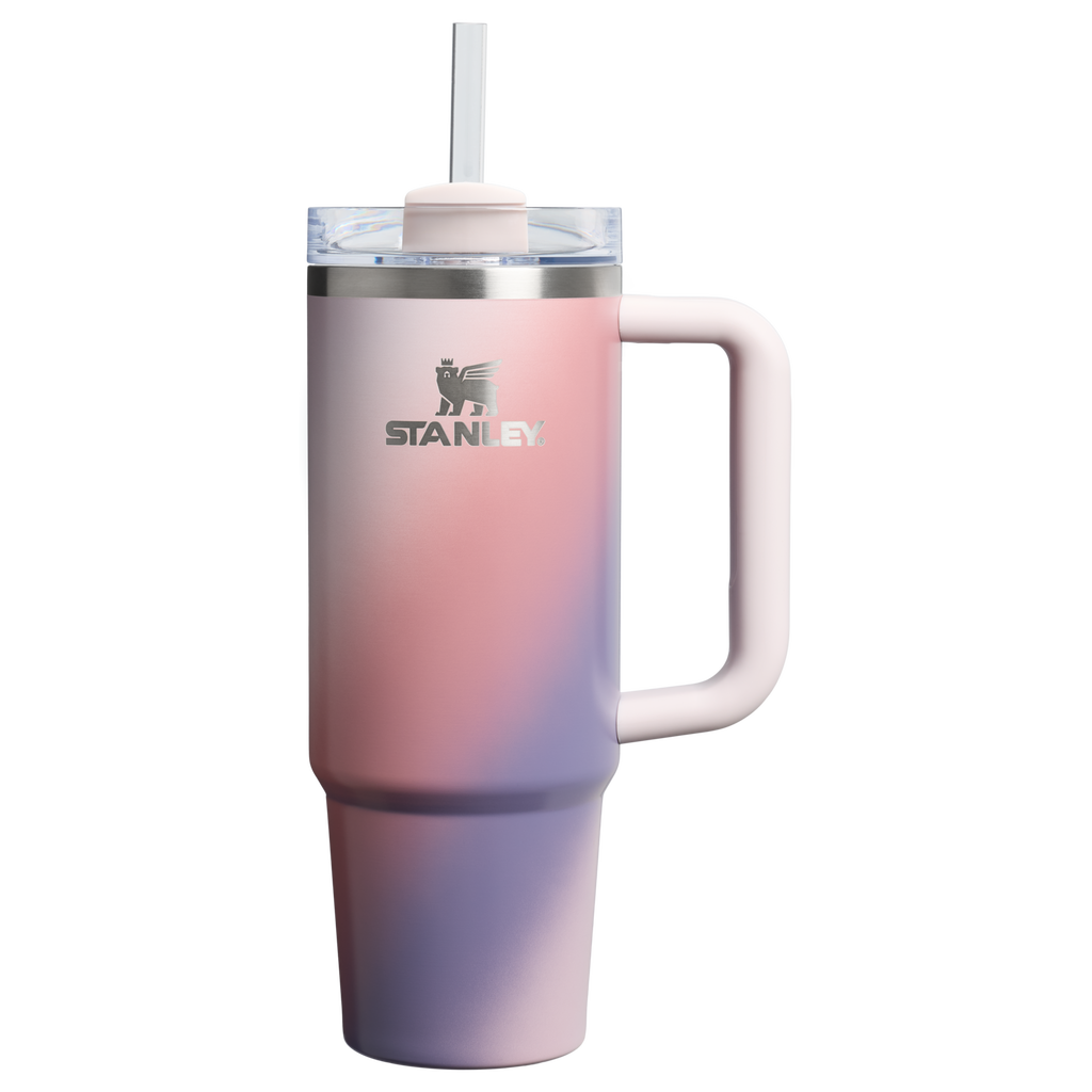 Splash-Resistant FlowState The Quencher H2.0 Flowstate Tumbler D051L - Double-Wall Vacuum Insulated Travel Tumbler with Straw - Dawn Spiral