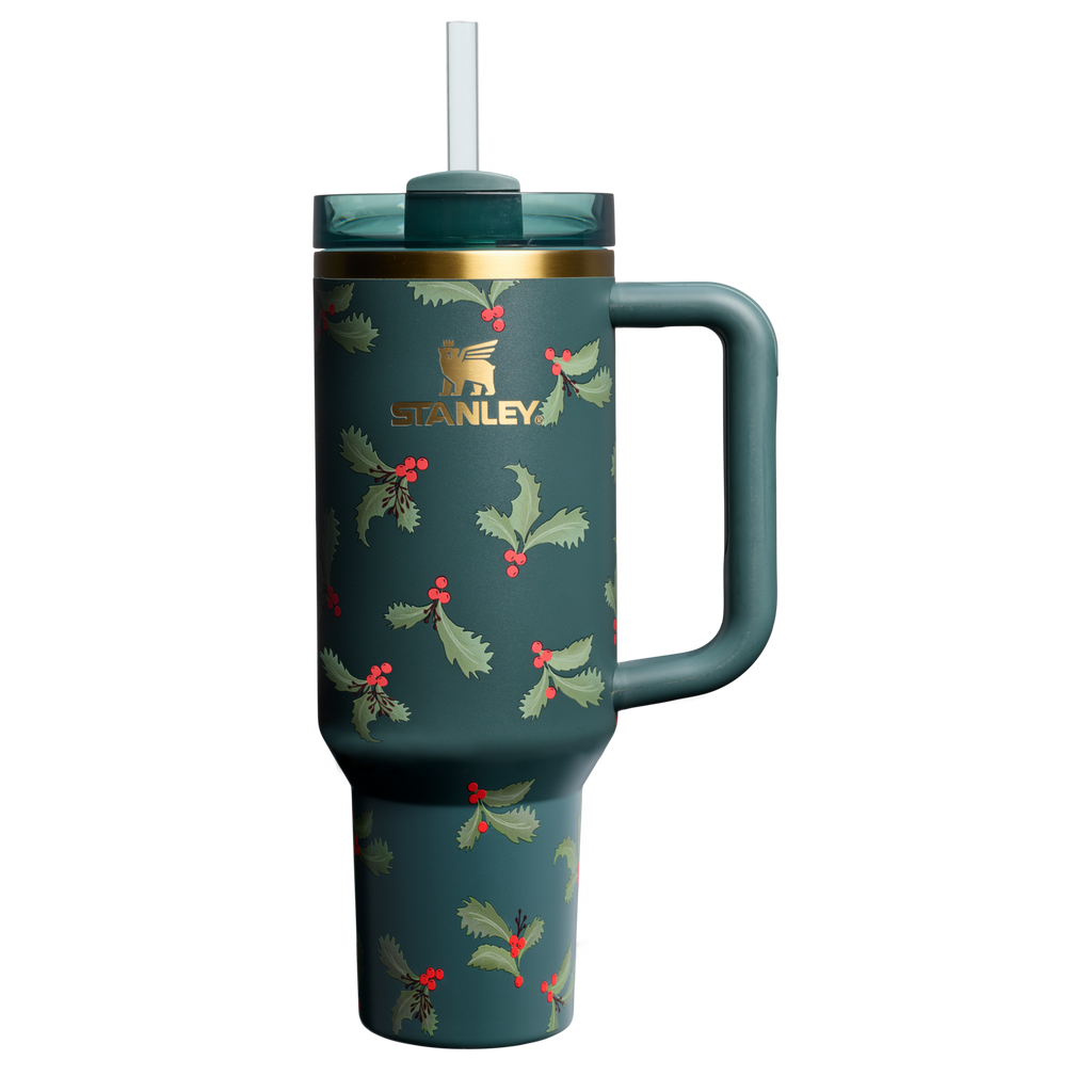 Insulated Travel The Cheers & Cheer Quencher H2.0 Flowstate Tumbler D188Q - 40oz Large Capacity Car-Cup Friendly Quencher - Holiday Botanical