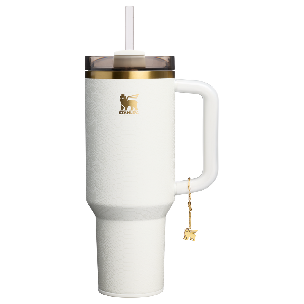 Double-Wall Vacuum The Quencher Luxe H2.0 Flowstate Tumbler D170A - Premium Stainless Steel Straw Cup for All-Day Hydration - Pale Stone Snakeskin