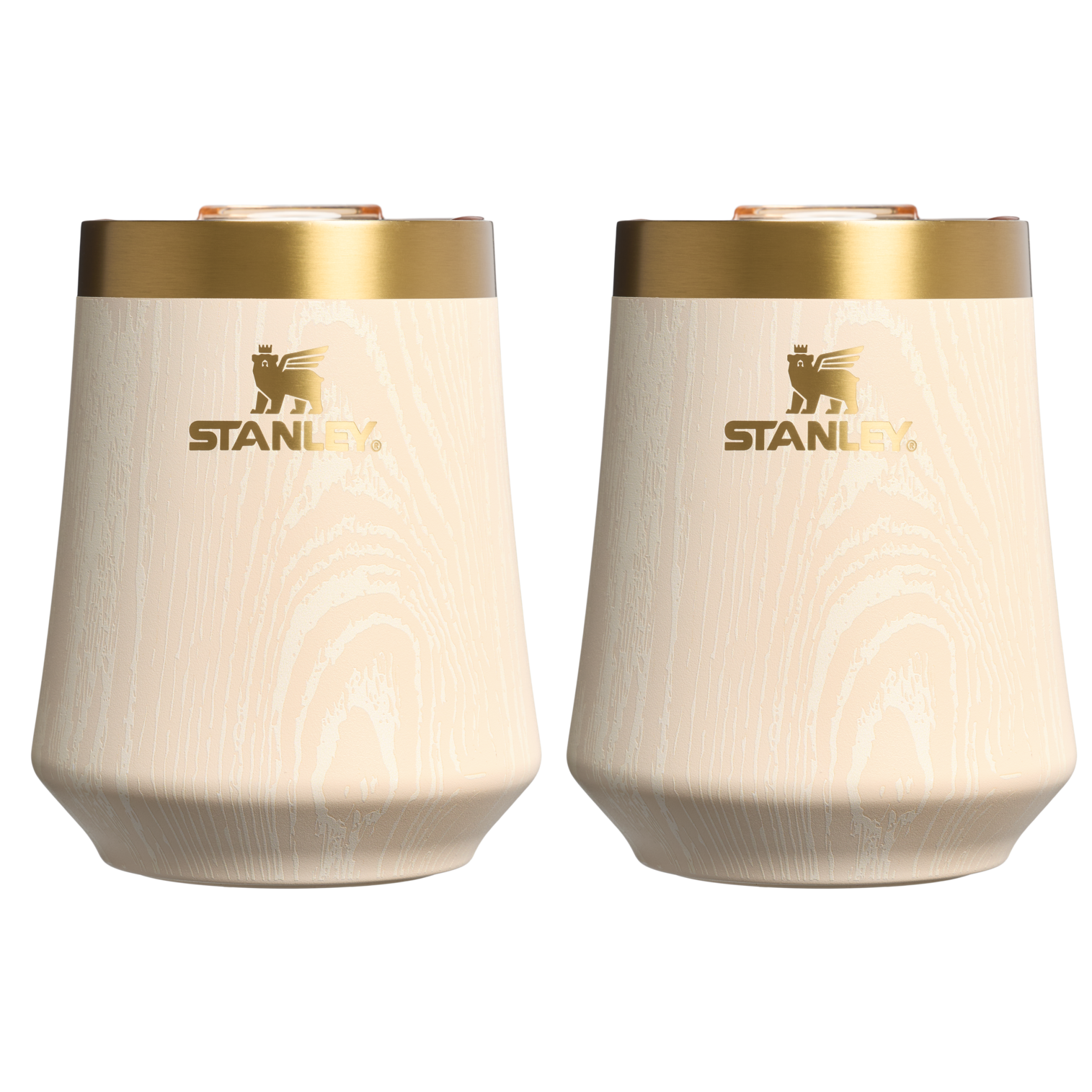 Vacuum Insulated Wine The Cheers & Cheer Reserve Wine Tumbler | 2-pack D190T - Premium Insulated Egg-Shaped Wine Glass for Outdoors - Birch Woodgrain
