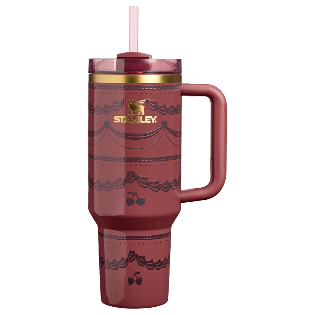 Splash-Resistant FlowState The Valentine’s Day Quencher H2.0 Flowstate Tumbler D231T - 40oz Large Capacity Car-Cup Friendly Quencher - Red Velvet Cake